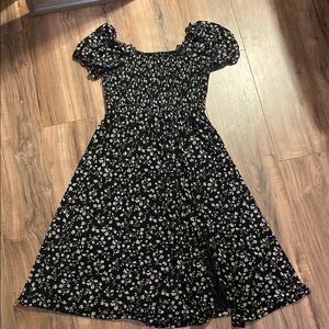 Ditsy Floral Black and White Dress